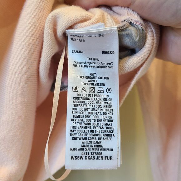 Ted Baker Womens Floral Knit Cardigan Sweater Pink Size 1 Asymmetrical Designer - Picture 5 of 10